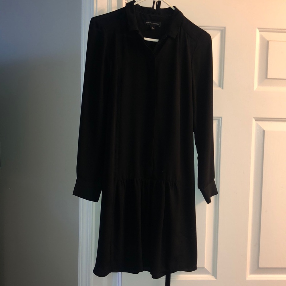 Black banana republic drop waist dress with liner